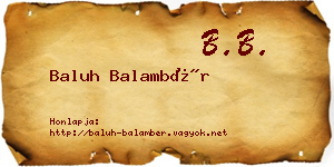Baluh Balambér névjegykártya